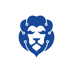 Animal lion face tech modern logo
