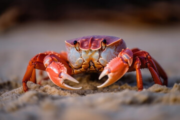 Crab on the seashore. Generative AI