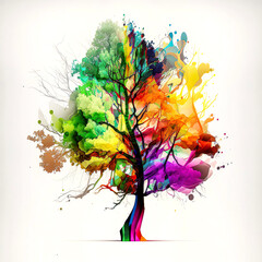 AI generated illustration of a colorful tree