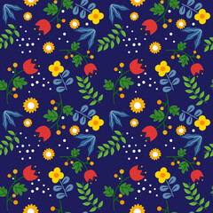 Cute Colorful Floral Seamless Pattern