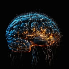 3d rendered illustration of human brain, energy
