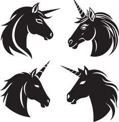 Unicorn set logo icon, Vector illustration, SVG