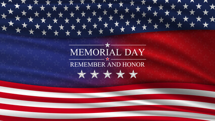 Memorial day background. National holiday of the USA. United states flag horizontal poster. Vector illustration. - obrazy, fototapety, plakaty