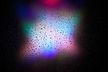 Water drop background. Image refraction of light. Defocused color iridescent radiance texture on a...