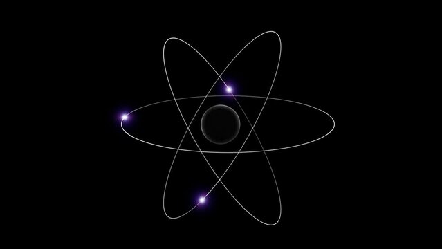 Loop animation of a atom on clean black background