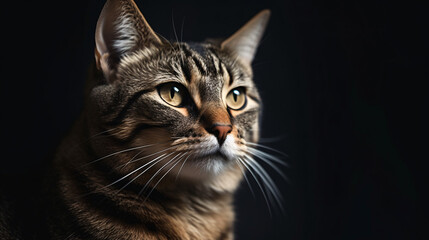 Obraz premium Intense Stare: Astonishing Focus on Cat with Ethereal Blurred Background generative ai