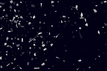 Fototapeta premium Silver shine of confetti on a black background. Illustration of a drop of shiny particles.