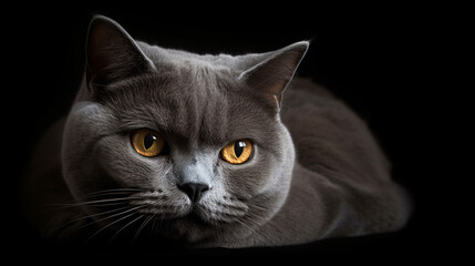 Enchanting Gaze: Astounding Focus on Cat with Luminous Blurred Background generative ai