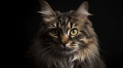 Fototapeta na wymiar Bewitching Close-up: Awe-inspiring Focus on Cat against Blurred Background generative ai