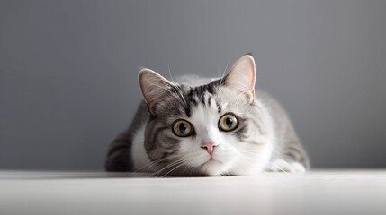 Bewitching Close-up: Awe-inspiring Focus on Cat against Blurred Background generative ai