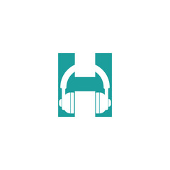 Initial letter H logo vector design template. logo letter H with unique designs. H and headphone vector logo design