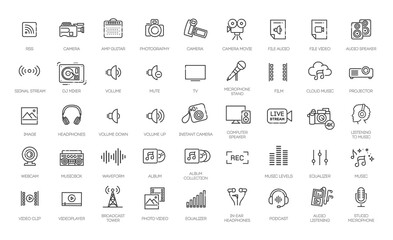 Audio Video Icons Pack. Vector icons