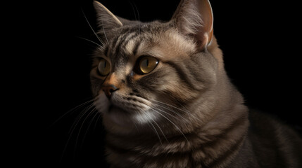 Obraz premium Spellbinding Shot: Magnificent Focus on Cat with Serene Blurred Background generative ai