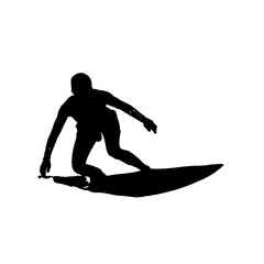 silhouette of a surfer with transparent background