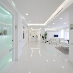 Fototapeta na wymiar Modern interior with great lighting, mostly white