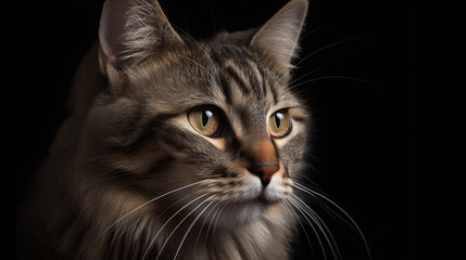 Captivating Stare: Unbelievable Focus on Cat with Artistic Blurred Background generative ai