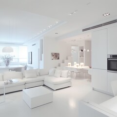 Fototapeta na wymiar Modern interior with great lighting, mostly white