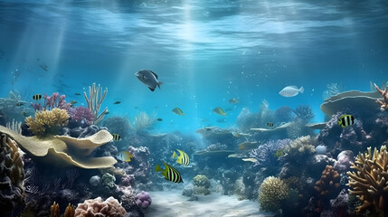 Coral reef and fishes colourful beautiful 