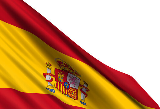 Realistic flag of Spain isolated on a transparent background. Design element for Hispanic Day, Constitution Day.