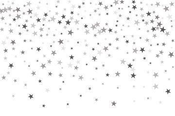 Star confetti. Silver casual confetti background. Bright design pattern.