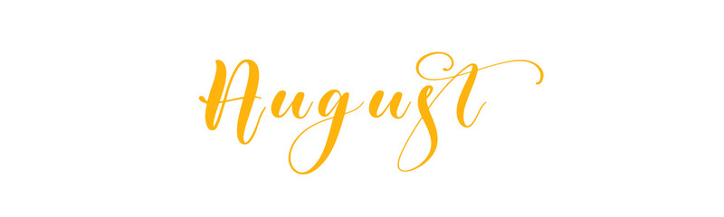 August letter calligraphy banner with gold color effect