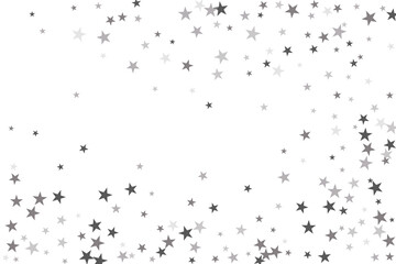 Star confetti. Silver casual confetti background. Bright design pattern.