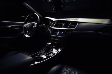 dark luxury car interior, night city , ai generative