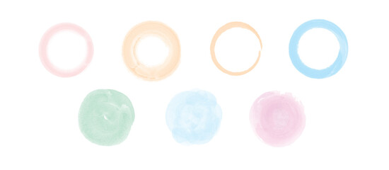 Color watercolor circle set for design