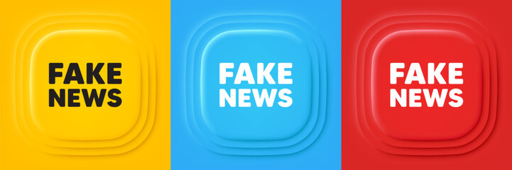 Fake news tag. Neumorphic offer banners. Media newspaper sign. Daily information symbol. Fake news podium background. Product infographics. Vector