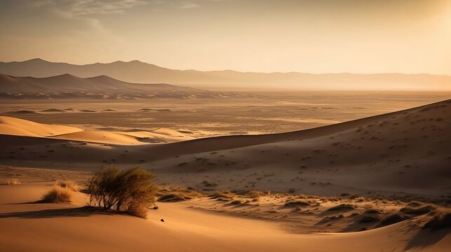 Journey Through the Dunes - A Stunning Photograph of a Desert Landscape at Golden Hour
