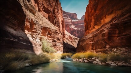 Vivid Colors of Nature - Capturing the Beauty of a Midday Canyon Landscape