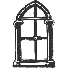Old Window Vintage Illustration Vector