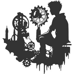 Fototapeta premium Inventor's Protege Vintage Illustration Vector