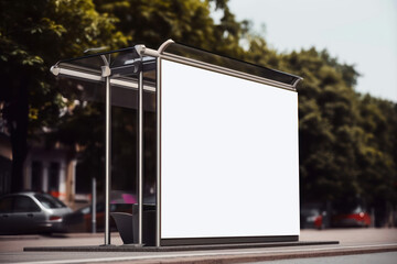 Street advertising bus stop mockup. AI generated