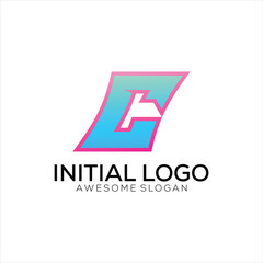 c initial logo gradient colorful design