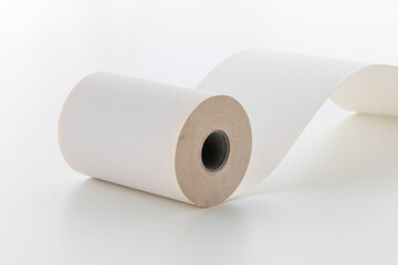 unwound paper roll isolated on white background