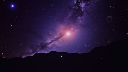 Blue violet abstract space background, far galaxy night stars  © Alina