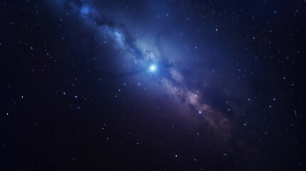 Blue abstract space background, far galaxy stars 