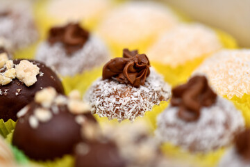 Macro photography of cupcakes in the box