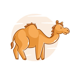 Cute camel cartoon vector illustration on a white background