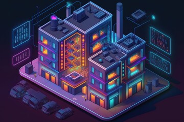 Isometric city, urban concept, Generative AI