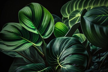 A close up of a plant with green leaves created with Generative AI technology