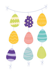 Garland of Easter eggs, Set of painted eggs 