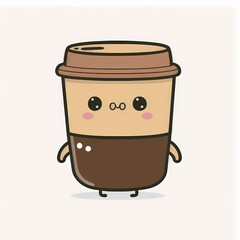 Coffee Shop Kawai Cute Doodle Logo. Generative AI