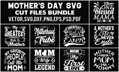 Fototapeta premium Mother's Day SVG Cut Files Bundle.