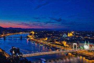 budapest by night on the hill
