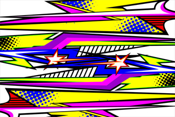 design vector racing background with a unique stripe pattern and with a mix of bright colors and star effects, perfect for your racing design