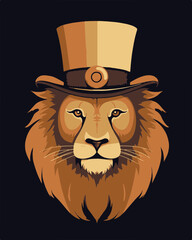 Lion wearing a top hat vector logo