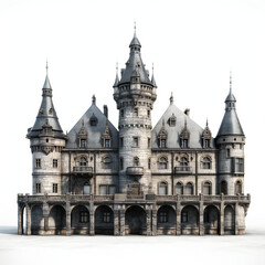 Fototapeta na wymiar Minimalist white castle silhouette, elegant and simple vector illustration on blank background, generative AI