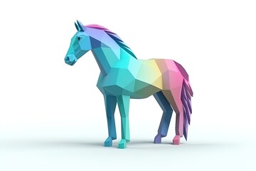 Obraz na płótnie Canvas Colorful horse 3d icon on isolated background. 3d render of gorgeous horse digital art